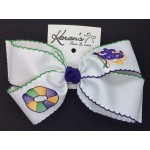 Mardi Gras Bow (Embroidery) - 7 Inch